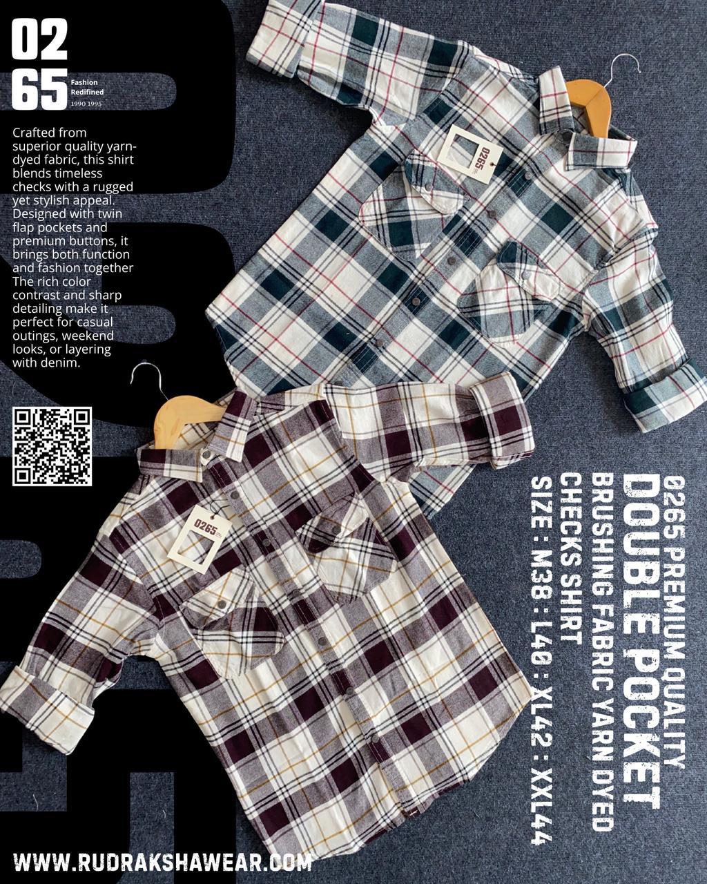 0265 Premium Double Pocket Brushing Fabric Full Sleeve Shirt | Metal Snap Button | Ultra Soft Fabric