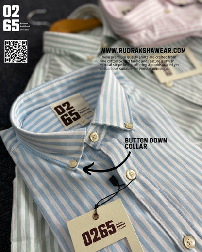 0265 Premium Quality Oxford Fabric Lining Shirt | Button Down Collar | Back side box pleated