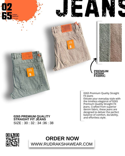 0265 PREMIUM STRAIGHT FIT JEANS | MERGING WHISKER| NON LYCRA | 42” Length (Copy)