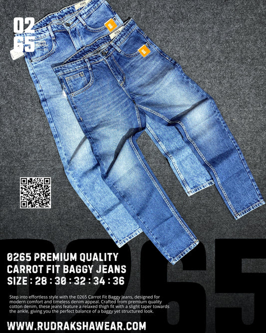 Whisker Carrot Fit Baggy Jeans By 0265 | New Introduction | Non Stretchable | Length 39"/ 40"