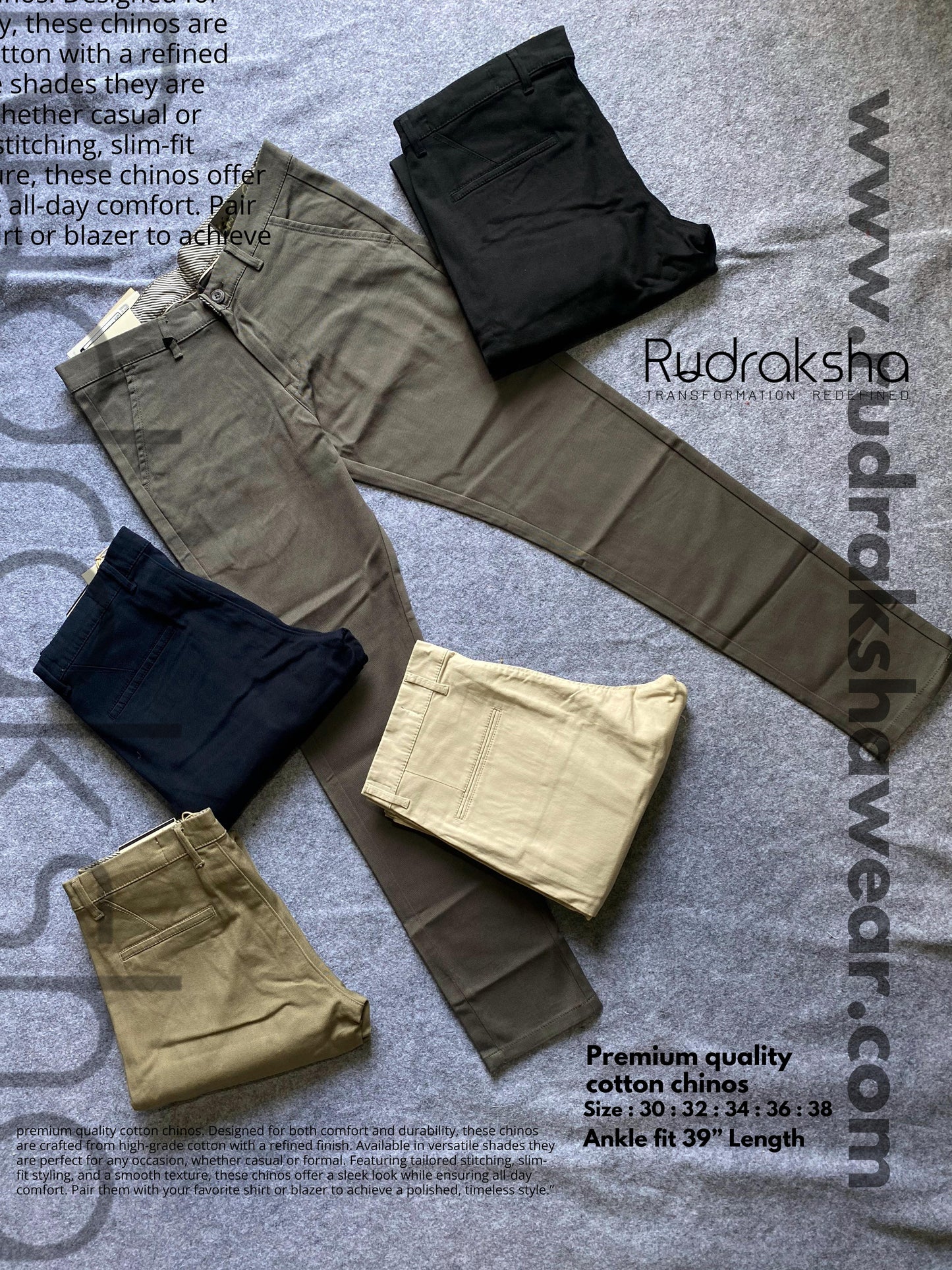 Cotton Chinos- Cross Pocket - Ankle Length 39”