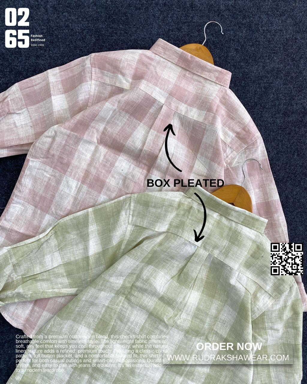 0265 Cotton Linen Yarn Dyed Checks Shirt | Full Sleeve