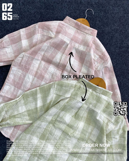 0265 Cotton Linen Yarn Dyed Checks Shirt | Full Sleeve