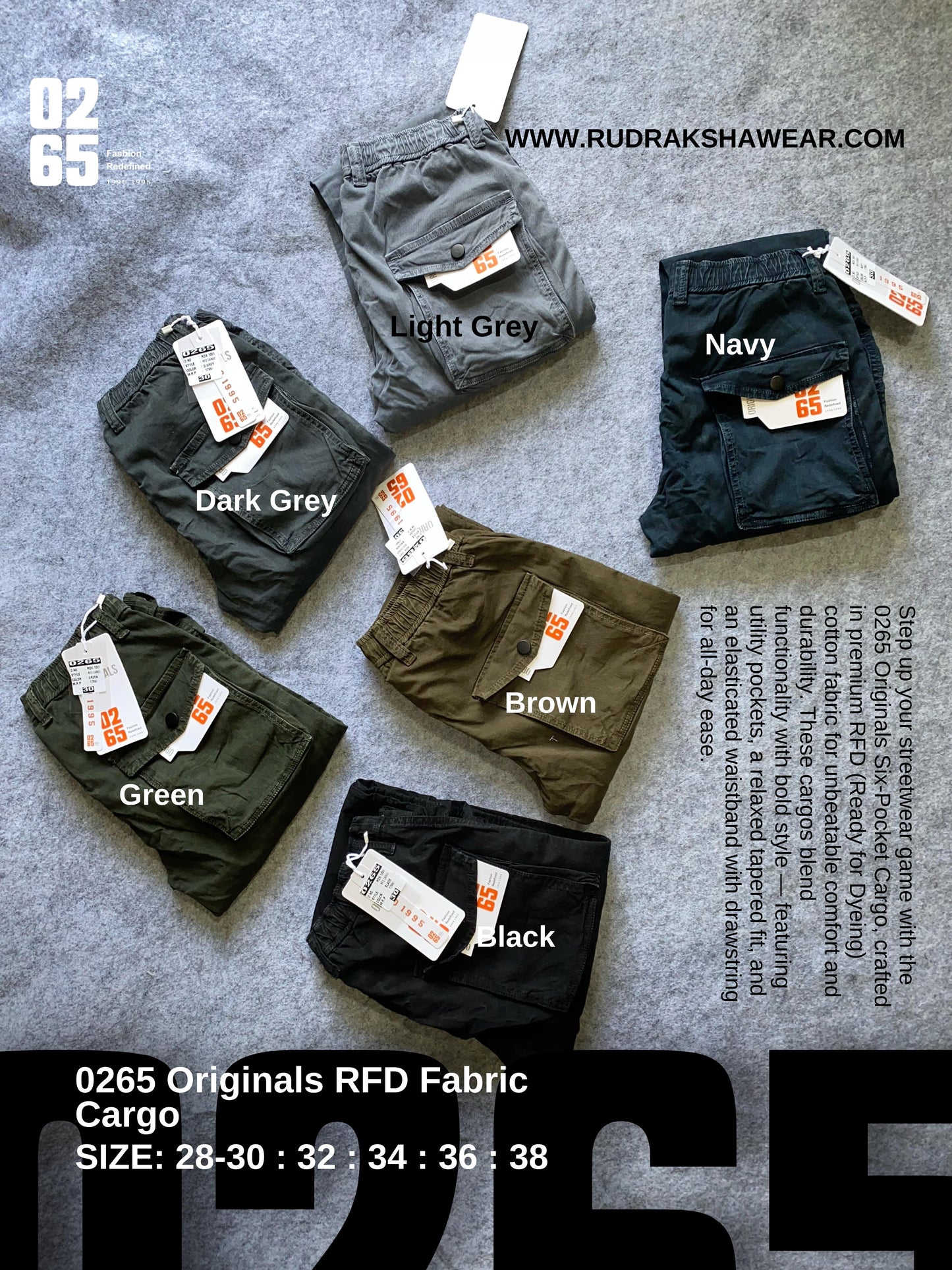 RFD 4 Pocket Cargo Pant By 0265 - Length 40'' - Slim Fit