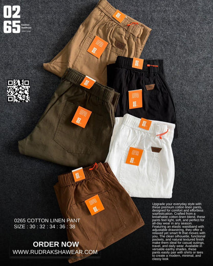 0265 Cotton Linen Casual Pant | Front Right Pocket With Zipper | Length 40"/40.5" | Durable Fabric | Regular Fit | Best for Casual wear for Travelers