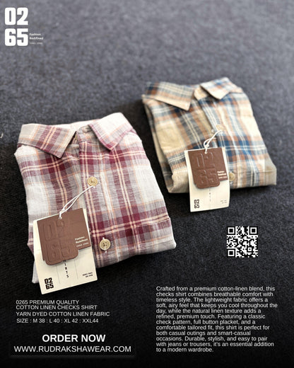 0265 Cotton Linen Yarn Dyed Checks Full Sleeve Shirt