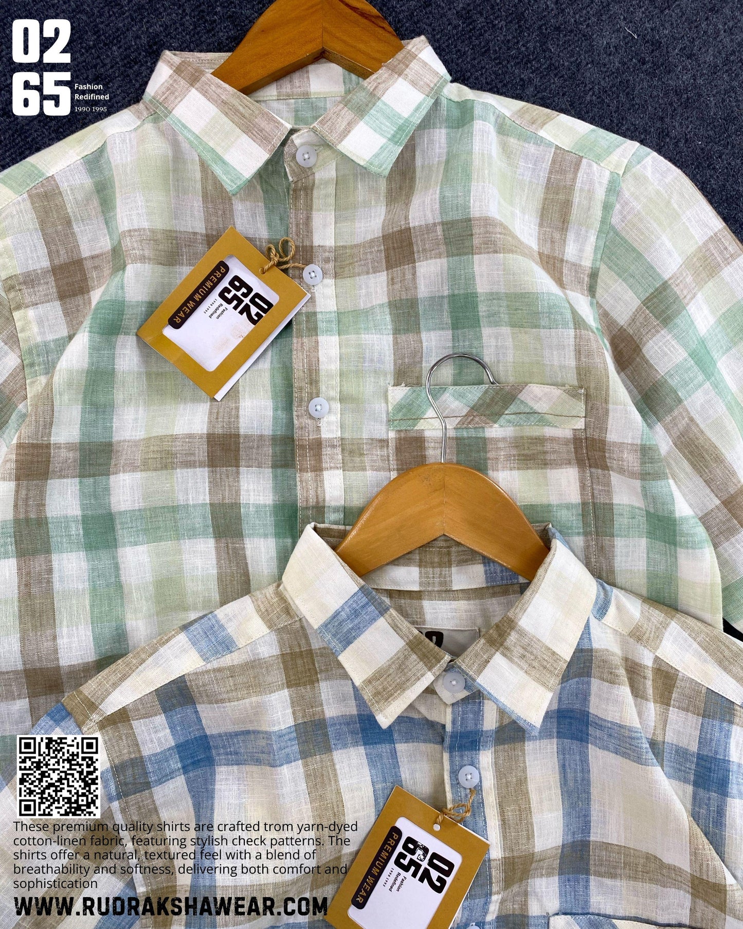0265 Premium Cotton Linen Full Sleeve Yarn Dyed Checks Shirt