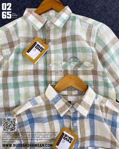 0265 Premium Cotton Linen Full Sleeve Yarn Dyed Checks Shirt