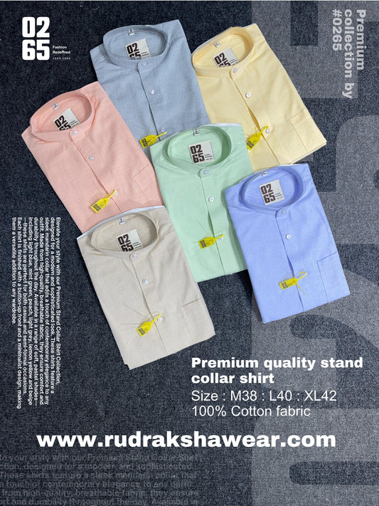 Premium Stand Collar ( Mandarin ) Full Sleeve Shirt - Self Textured Fabric