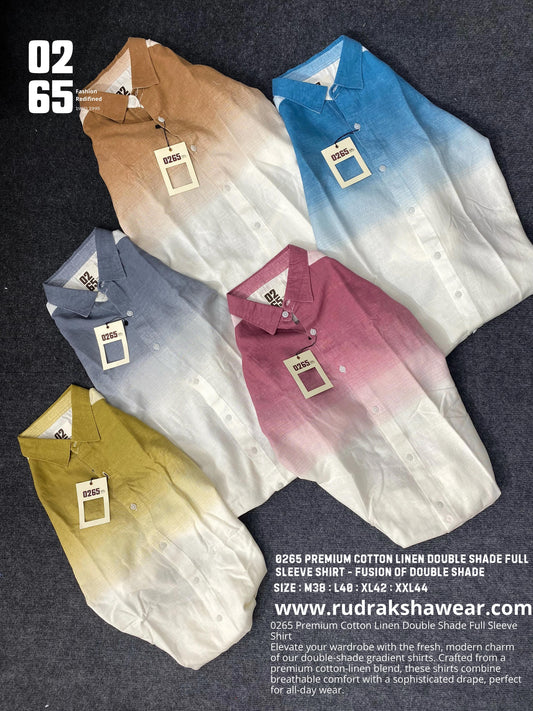 0265 Premium Double Shaded Cotton Linen Full Sleeve Shirt - Ultra Soft Fabric
