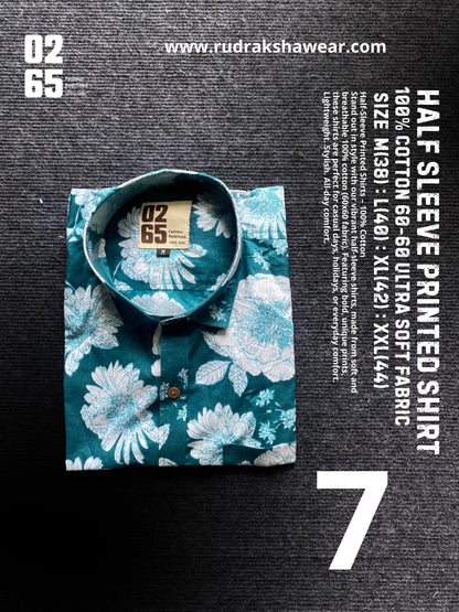 0265 Half Sleeve Printed Ultra Soft & Thin Cotton Fabric shirt ( May occur slight shrinkage after wash )