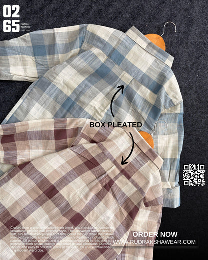 0265 Cotton Linen Yarn Dyed Checks Shirt | Full Sleeve