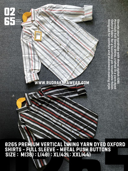 Premium Yarn Dyed Vertical Lining 100% cotton Oxford Full Sleeve Shirt - Metal Push Buttons