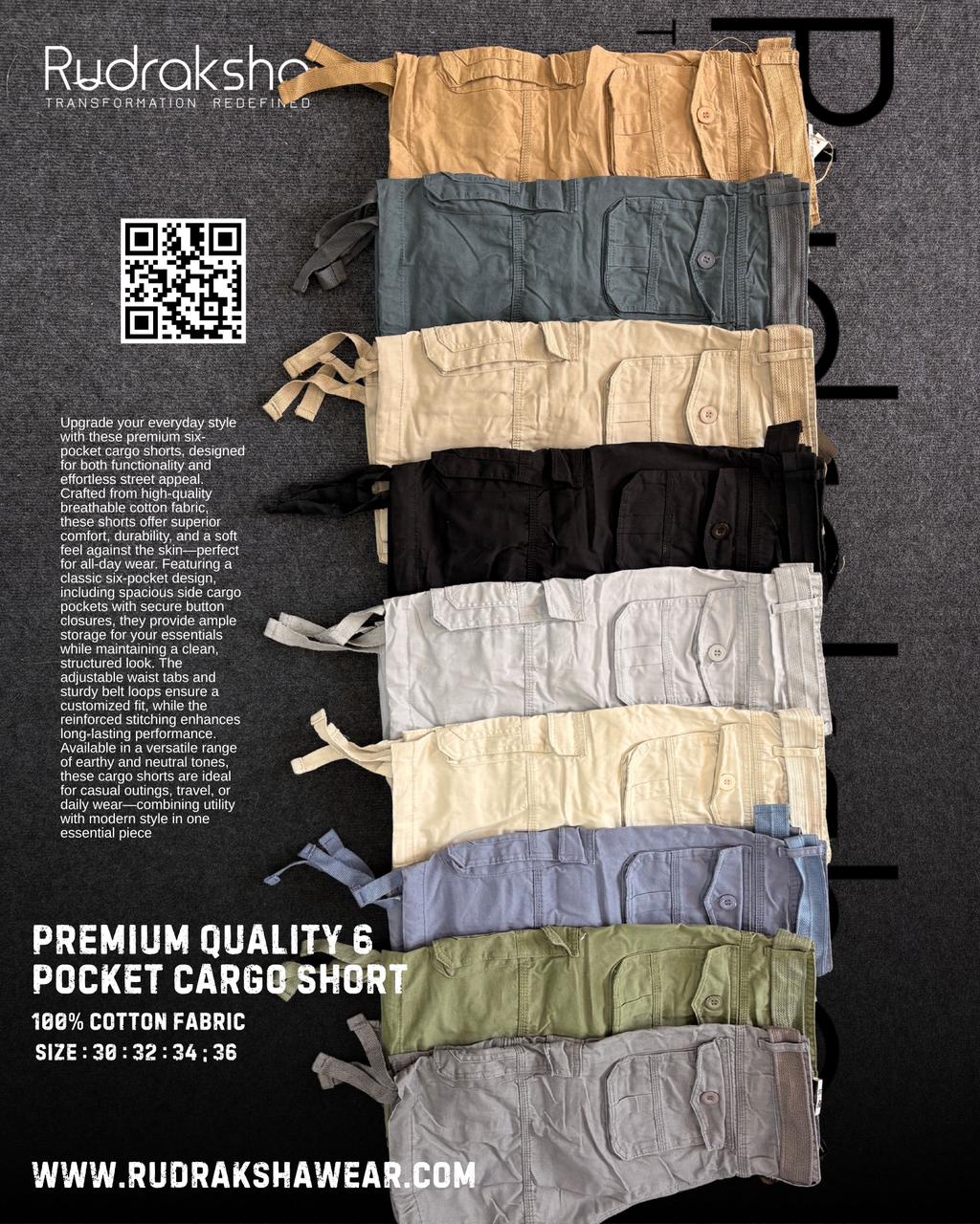 6 Pockets Shorts | 100% Cotton Fabric | With Belt | Summer Special | Cargo Pockets