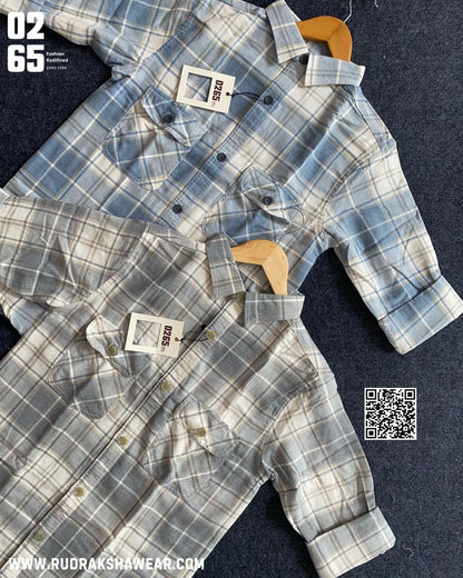 0265 Premium Double Pocket Shirt | 100% Cotton | Yarn Dyed Fabric | Backside Pleated | Ultra Soft Feel