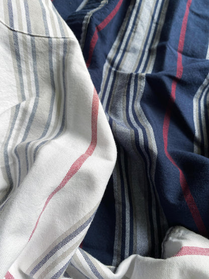 Premium Yarn Dyed Vertical Lining 100% cotton Oxford Full Sleeve Shirt - Metal Push Buttons