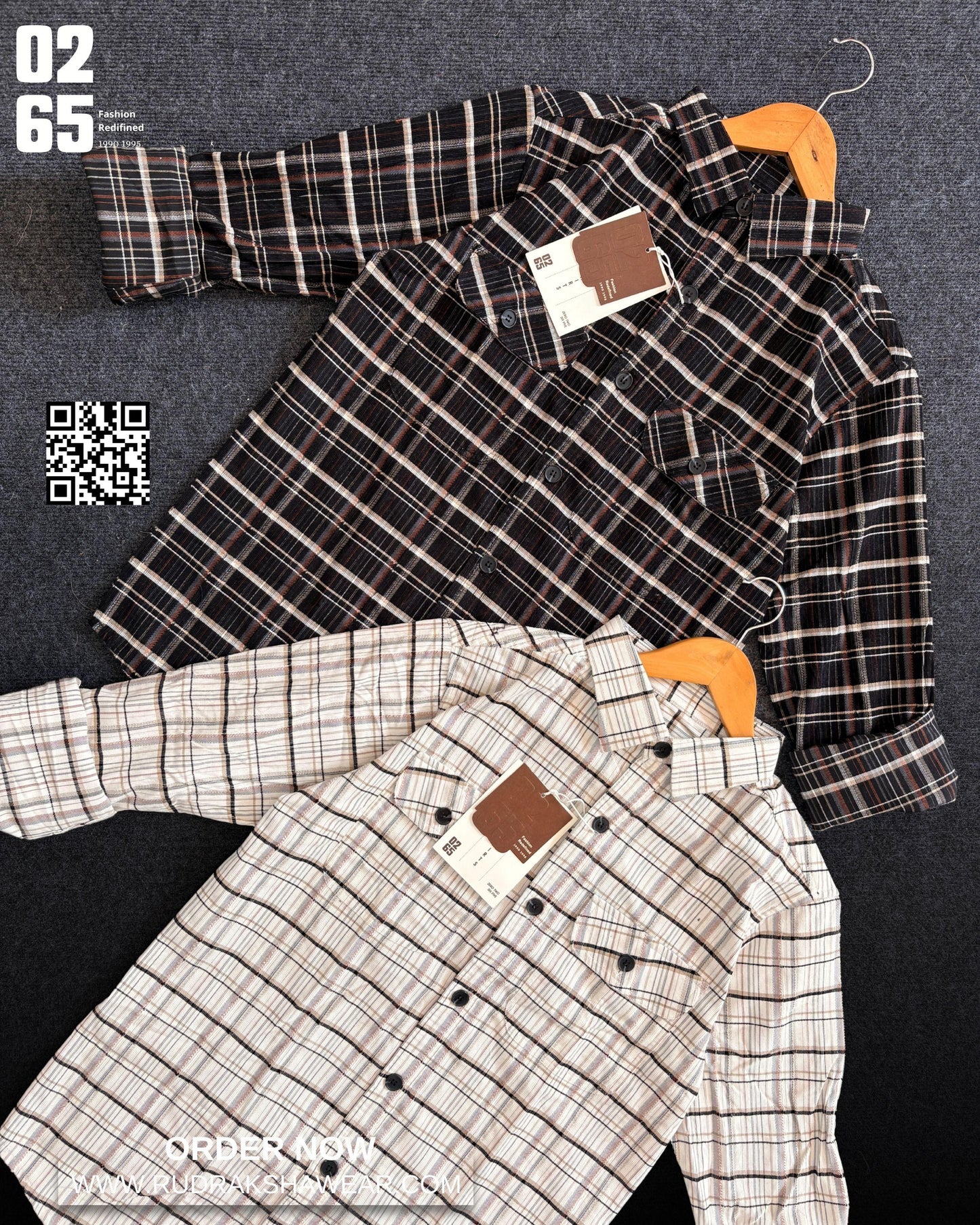 0265 Corduroy Double Pocket Full Sleeve Shirt | Yarn Dyed Checks
