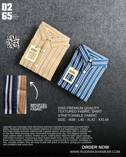0265 Textured Vertical Lining Stretchable Shirt | Box Pleated