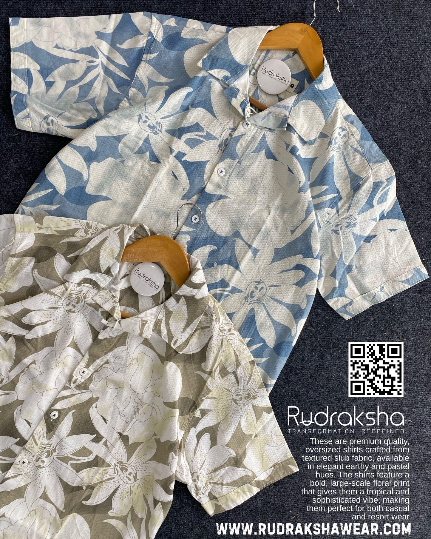 Premium Cuban Collar Oversized Half Sleeve Shirt | Slub printed fabric