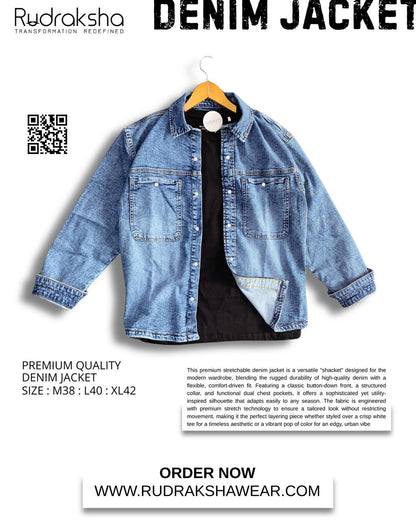 Denim Jacket | 2 Front Pocket | Stretchable Fabric | Metal Push Buttons | Best For Layering With Shirts & T-shirts