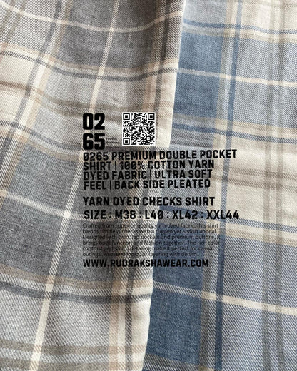 0265 Premium Double Pocket Shirt | 100% Cotton | Yarn Dyed Fabric | Backside Pleated | Ultra Soft Feel