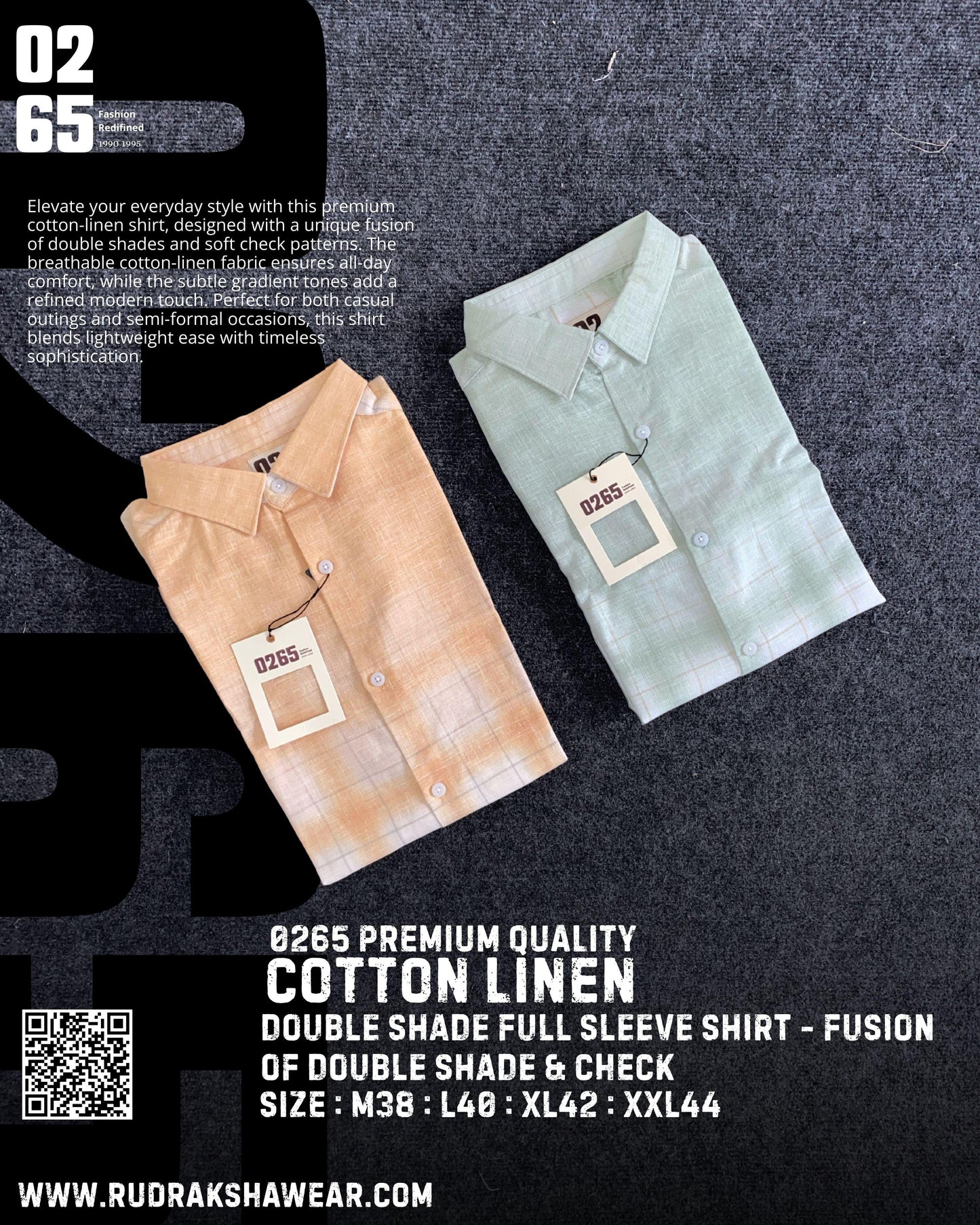 0265 Premium Double Shaded Cotton Linen Full Sleeve Checks Shirt - Ultra Soft Fabric