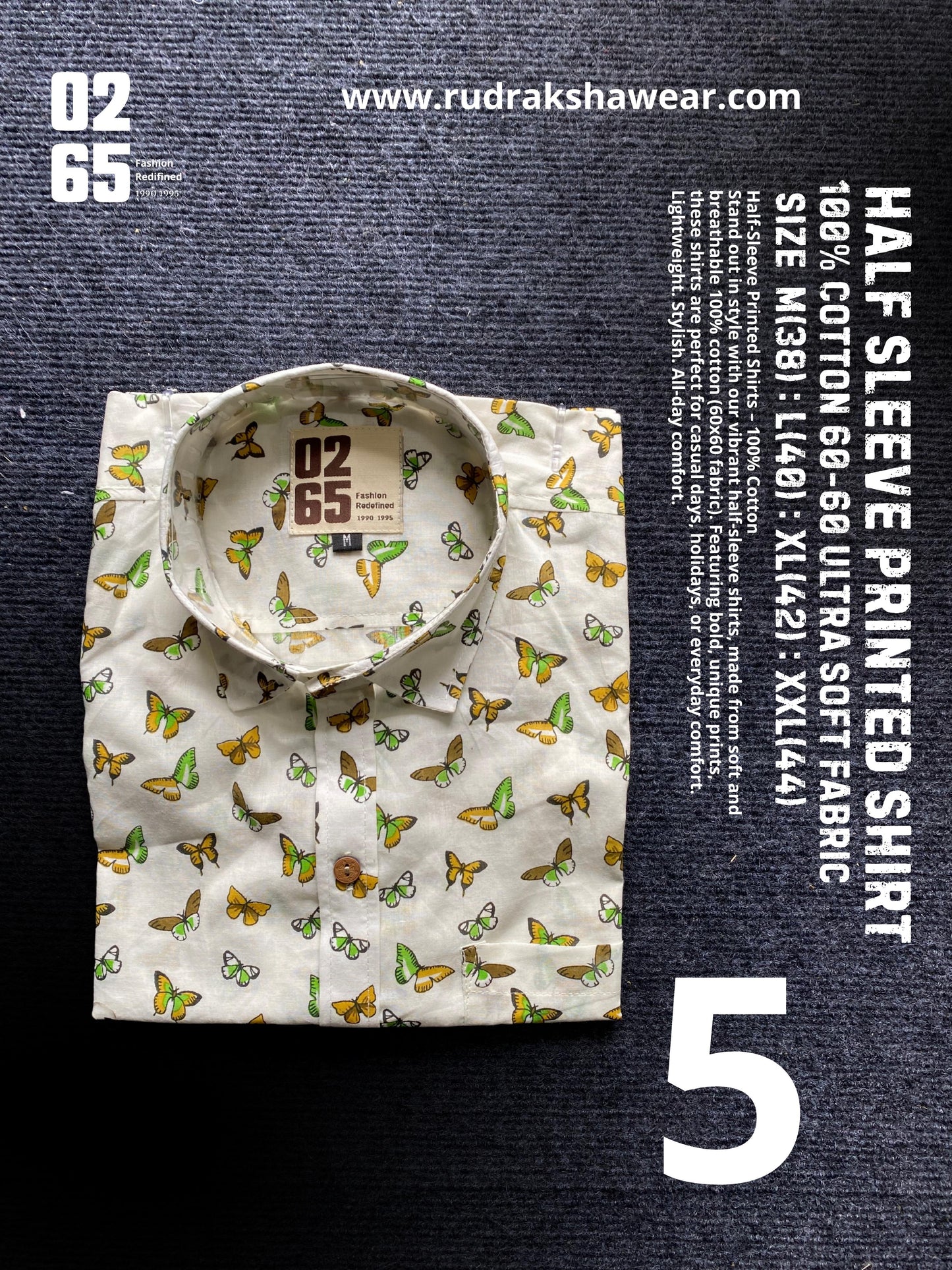 0265 Half Sleeve Printed Ultra Soft & Thin Cotton Fabric shirt ( May occur slight shrinkage after wash )
