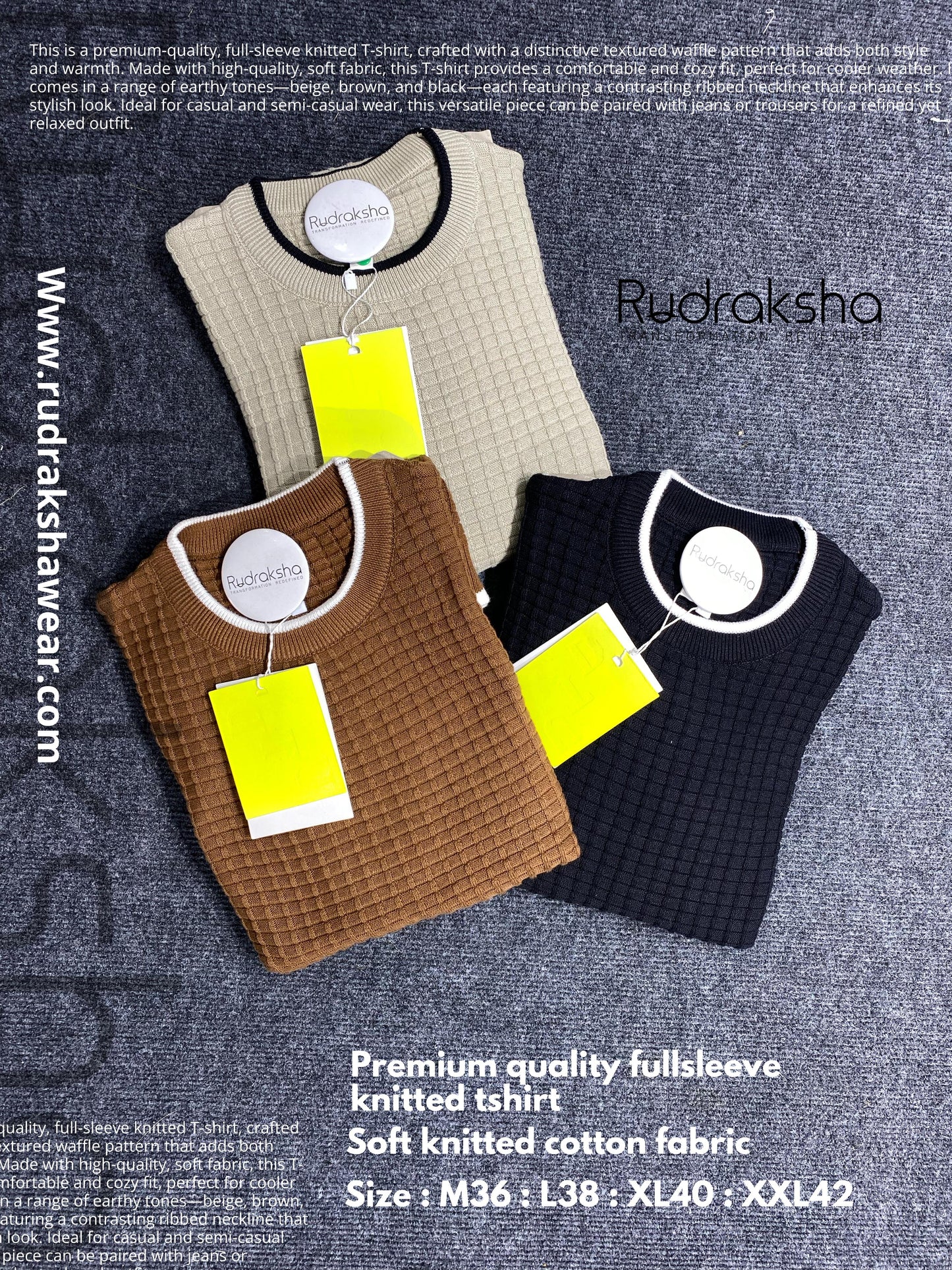 Premium Cotton Knitted Full Sleeve T-shirts - Pre Winter Collection