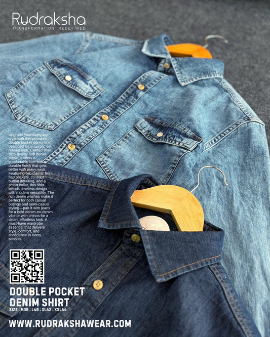 Double Pocket Denim Shirt | Slim Fit