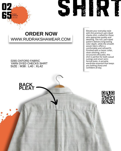 0265 Oxford Fabric Yarn Dyed Checks Shirt | Button Down Collar | Back Side Box Pleated