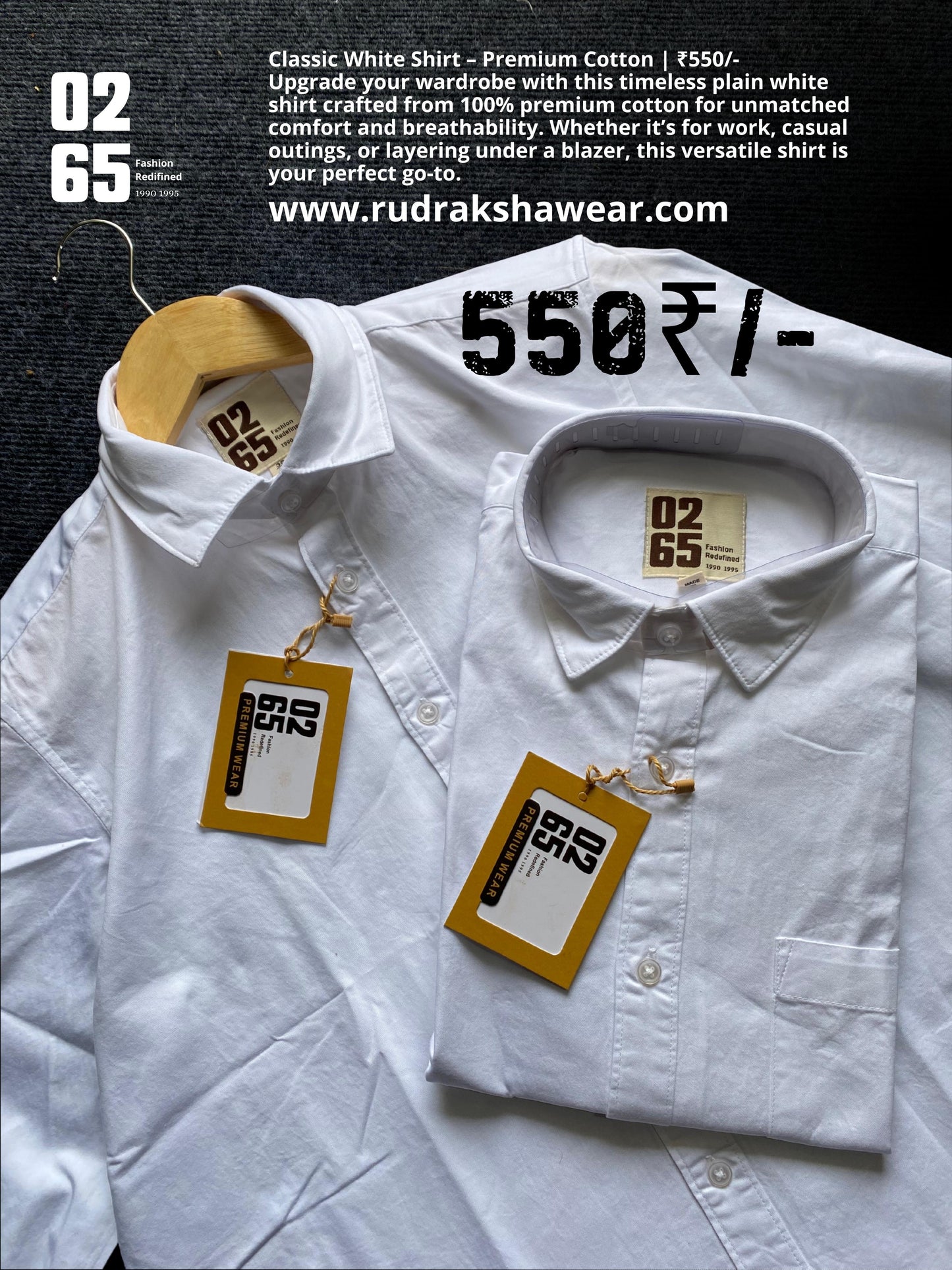 Premium White Shirt | 100% cotton fabric | full sleeve
