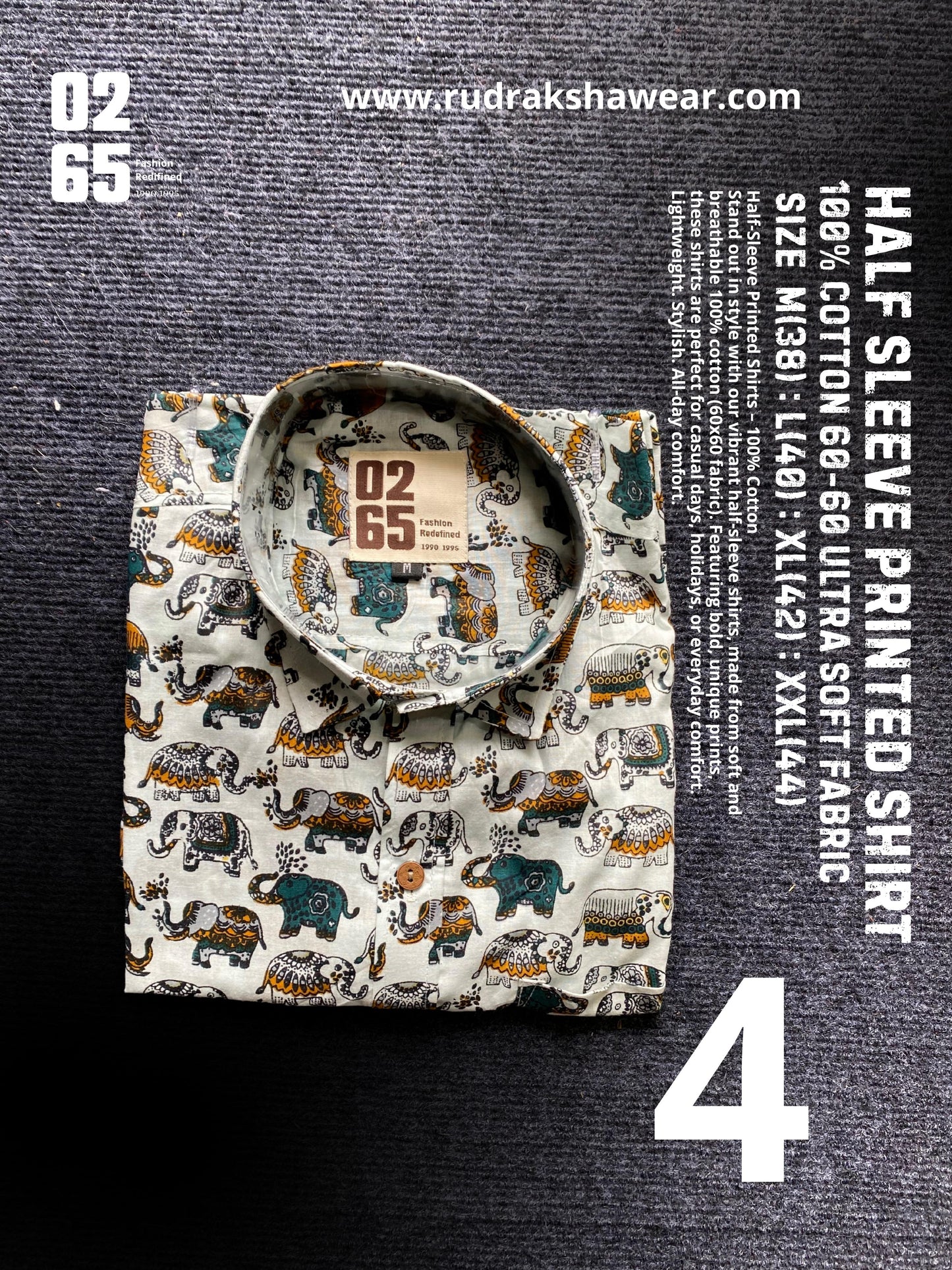 0265 Half Sleeve Printed Ultra Soft & Thin Cotton Fabric shirt ( May occur slight shrinkage after wash )