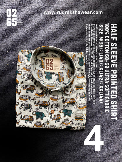 0265 Half Sleeve Printed Ultra Soft & Thin Cotton Fabric shirt ( May occur slight shrinkage after wash )
