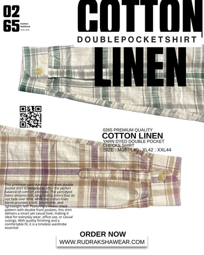 0265 Double Pocket Cotton Linen Full Sleeve Shirt