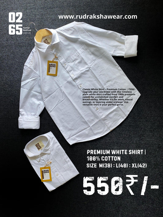 Premium White Shirt | 100% cotton fabric | full sleeve