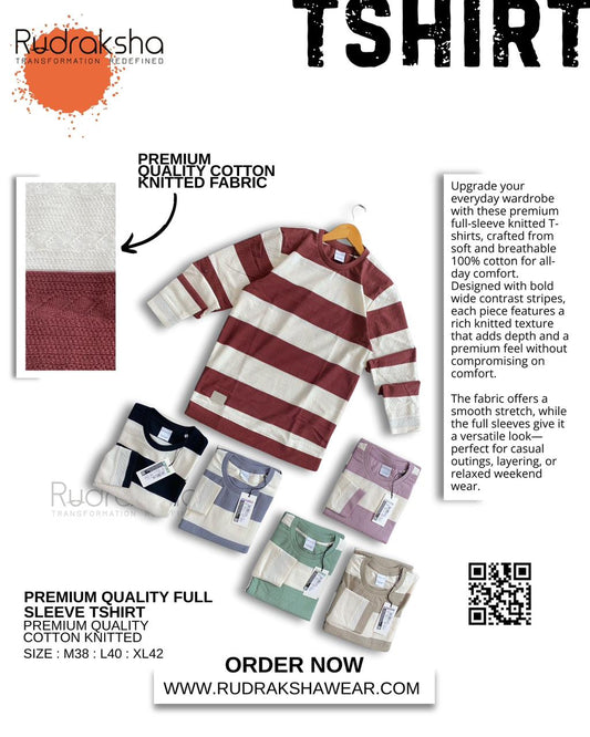 Premium Quality Cotton Knitted Full Sleeve T-Shirt