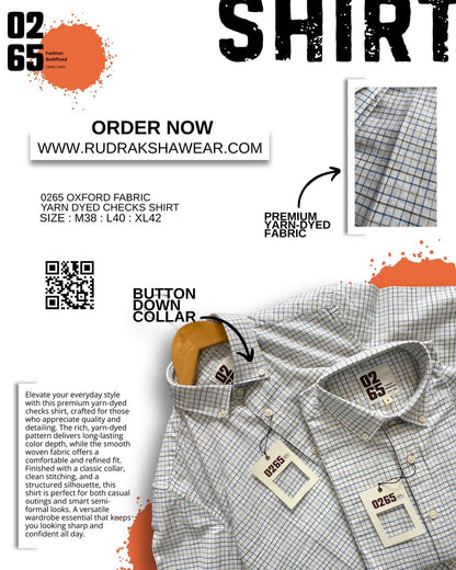 0265 Oxford Fabric Yarn Dyed Checks Shirt | Button Down Collar | Back Side Box Pleated