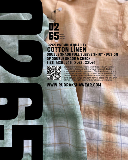 0265 Premium Double Shaded Cotton Linen Full Sleeve Checks Shirt - Ultra Soft Fabric