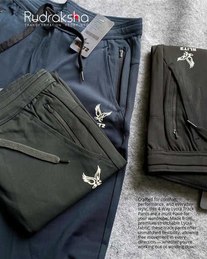 4 Way Stretchable Track Pant - With Two front side pocket zippers