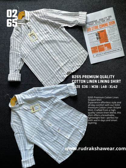 0265 Premium Cotton Linen Lining Shirt- Full Sleeve - Button Down - Yarn Dyed