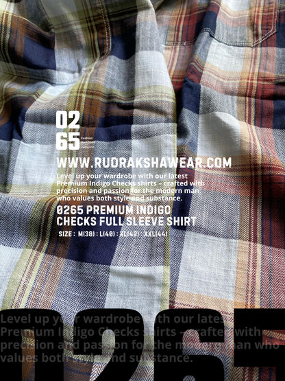 Indigo Full Sleeve Yarn Dyed Checks Shirt- Premium Range By 0265