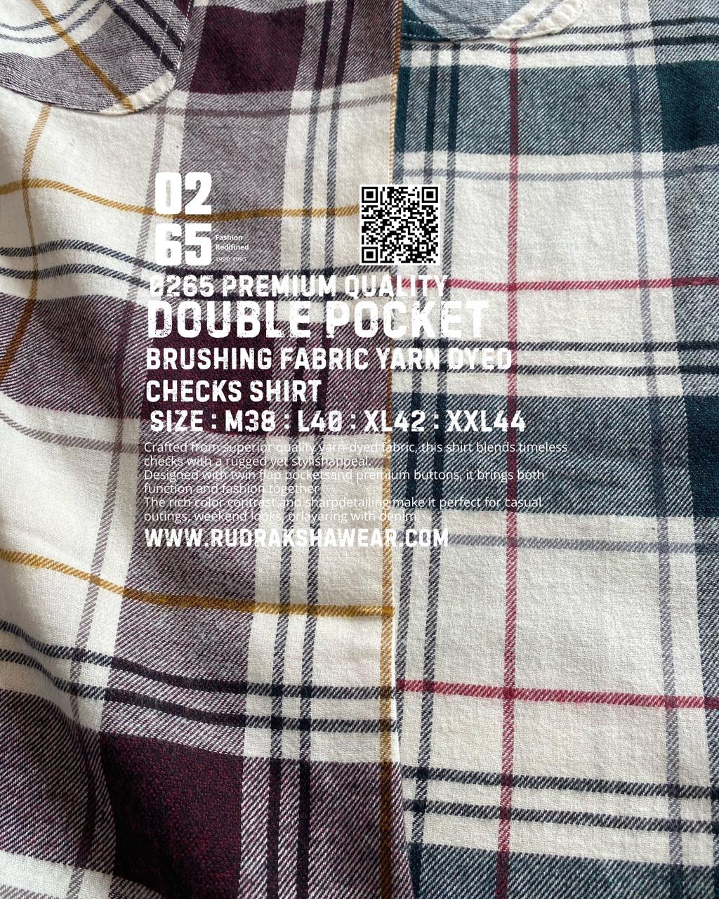 0265 Premium Double Pocket Brushing Fabric Full Sleeve Shirt | Metal Snap Button | Ultra Soft Fabric