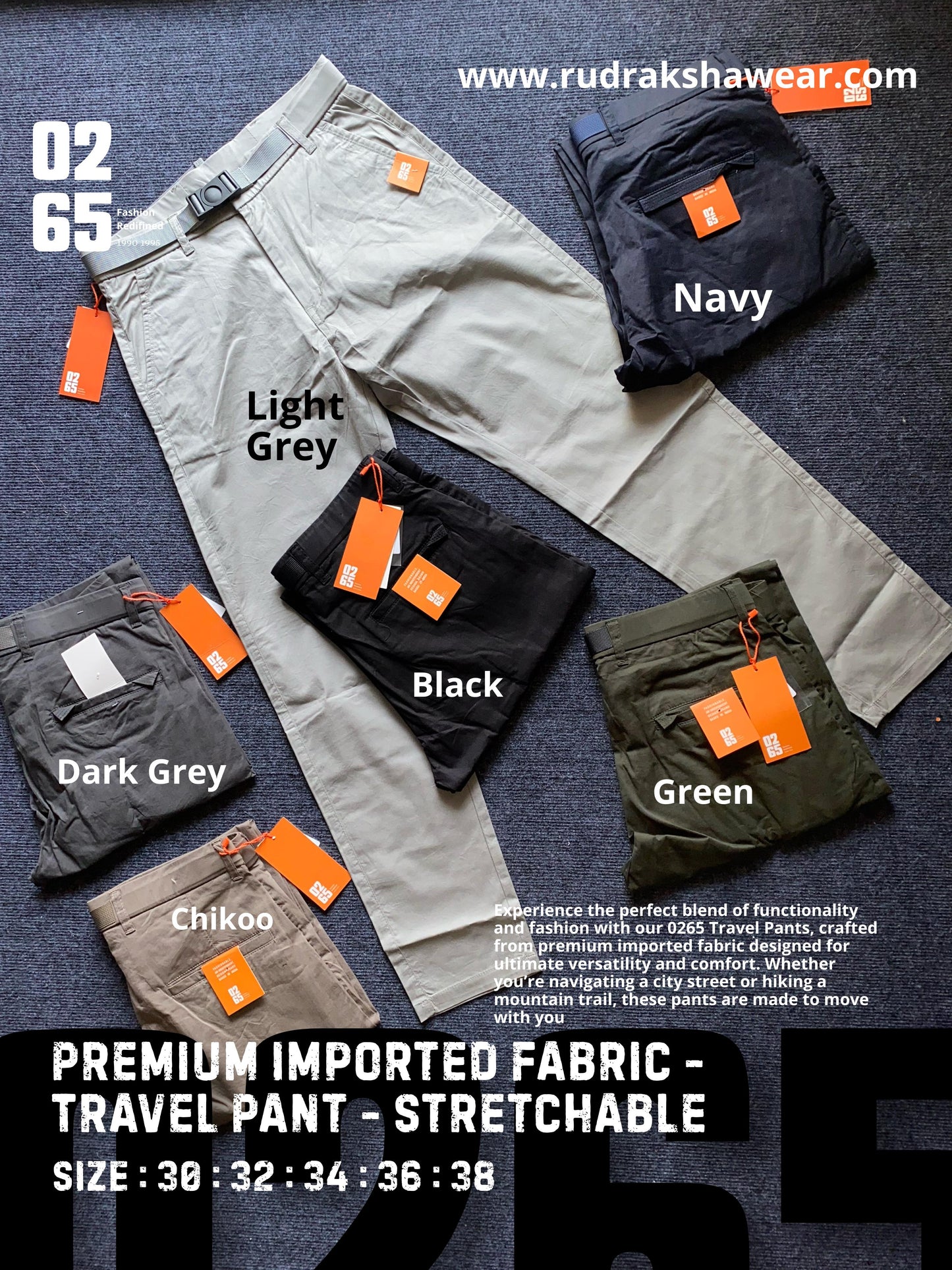 0265 Imported Fabric Travel Pant - Stretchable