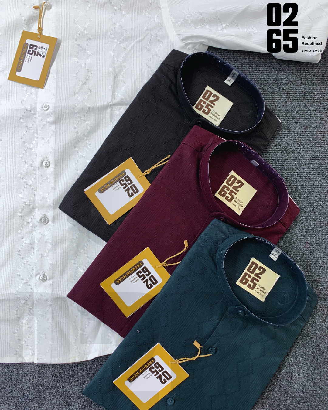PREMIUM STAND COLLAR SELF DESIGN FULL SLEEVE SHIRTS BY 0265