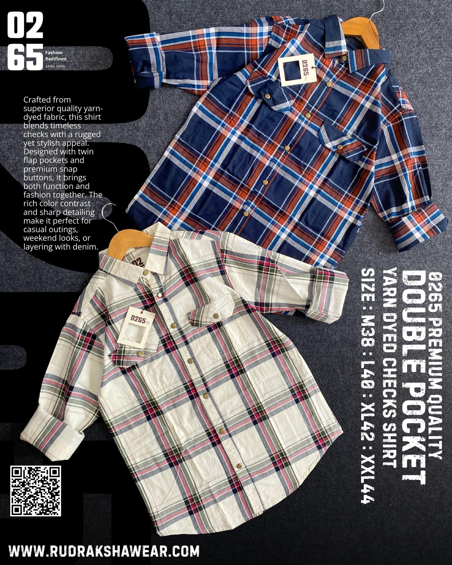 0265 Premium Yarn Dyed Double Pocket Shirt | Metal Snap Buttons | Soft Fabric