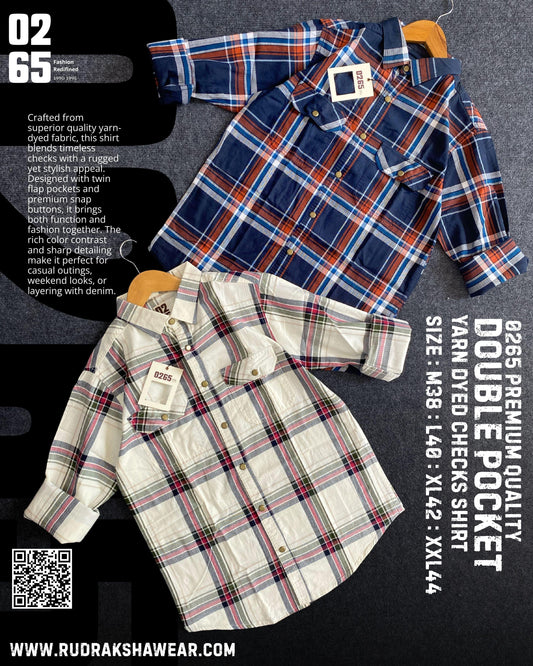 0265 Premium Yarn Dyed Double Pocket Shirt | Metal Snap Buttons | Soft Fabric
