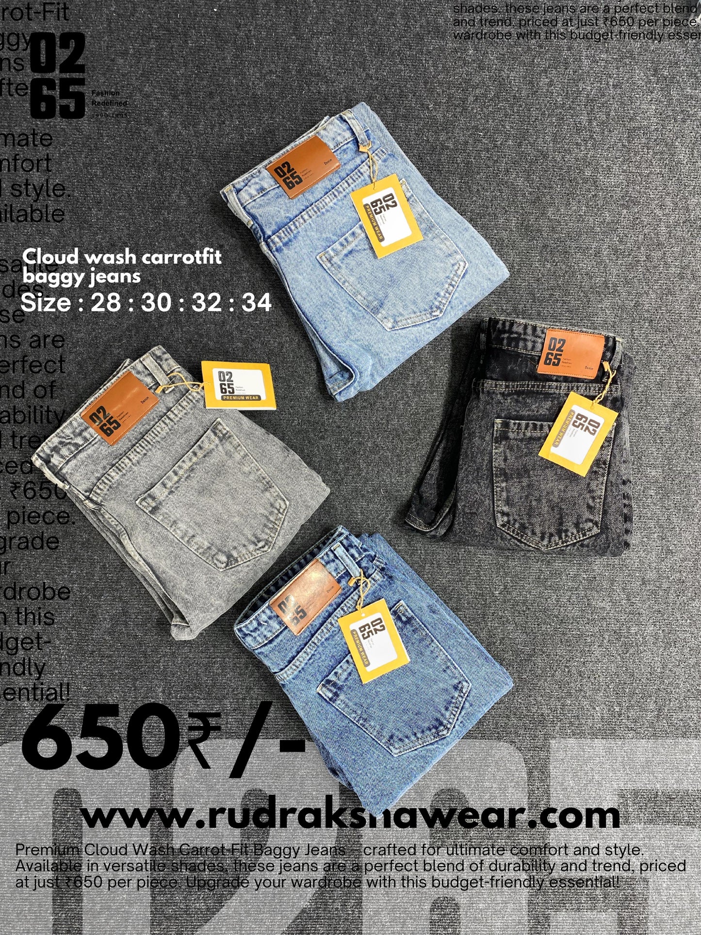 Carrot Fit Baggy Jeans By 0265 - Cloud Wash