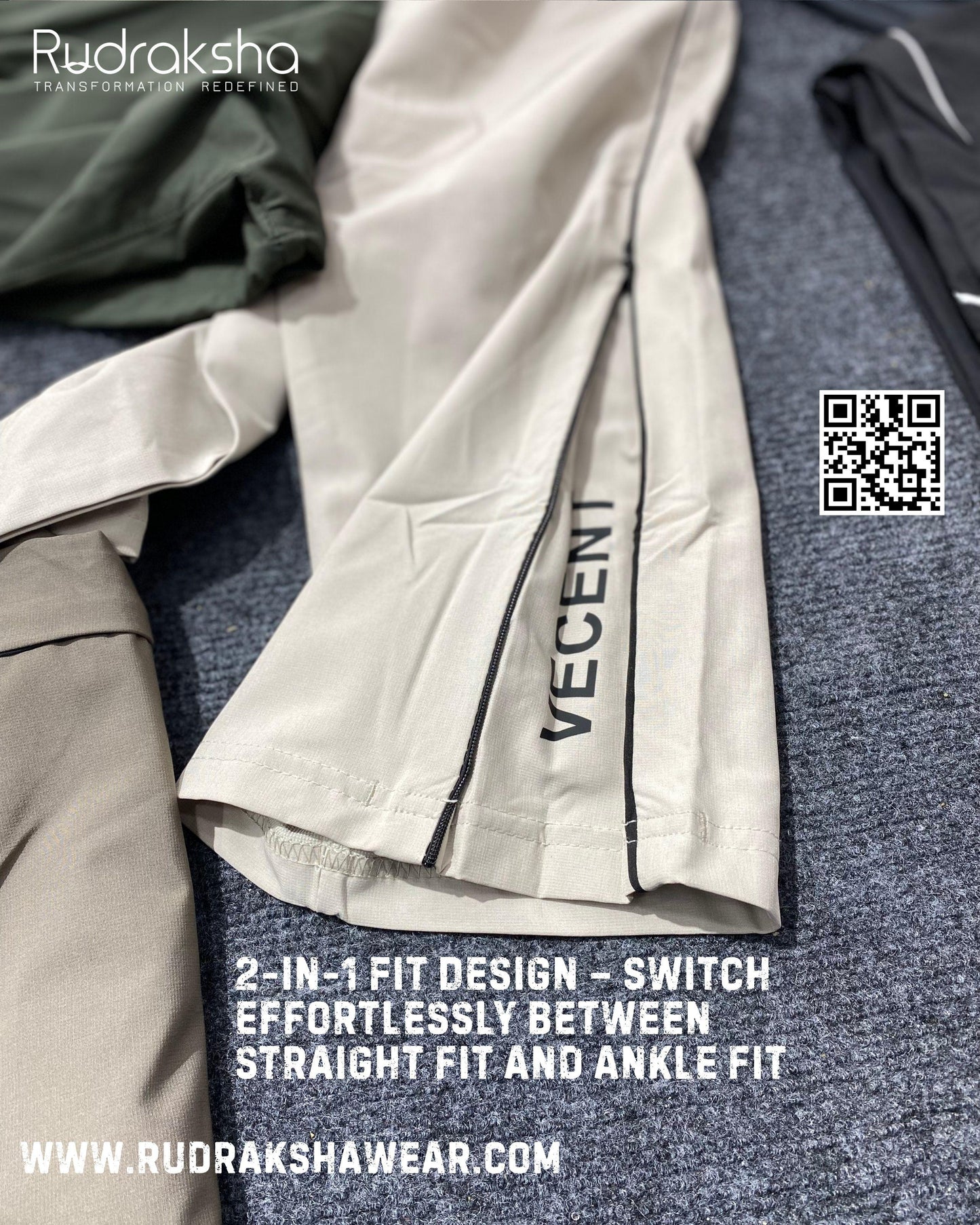 2 In 1 Fit - ( Straight Fit + Ankle Fit ) Premium Imported Twill Terry Fabric Track Pant | Both front pocket with zipper | 1 Back pocket with zipper | Light Weight | Easy Dry