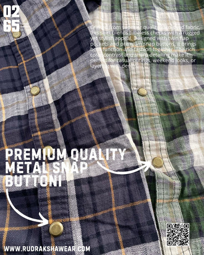 0265 Premium Double Pocket Full Sleeve Shirt | 100% Cotton Fabric | Ultra Soft Fabric | Metal Push Buttons