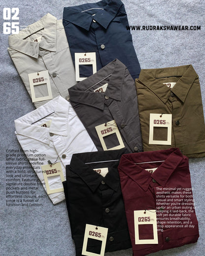 0265 Premium Cotton Laffer Double Pocket Full Sleeve Shirts - Metal Snap Buttons